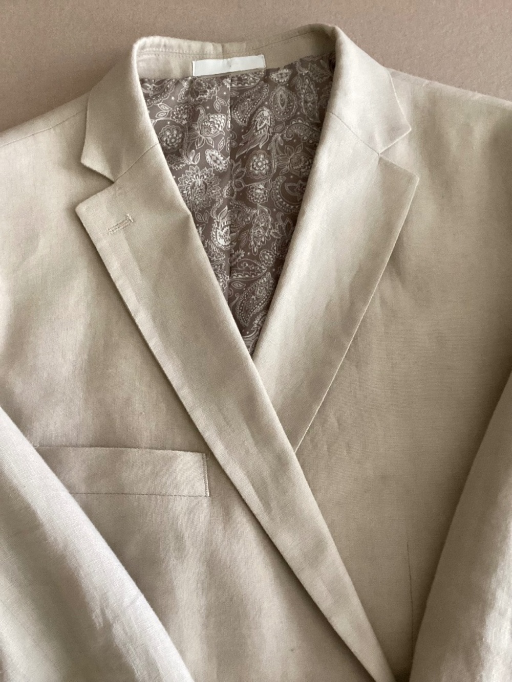 MENS LAUREN RALPH LAUREN TAN 100% LINEN BLAZER JACKET SIZE 44R